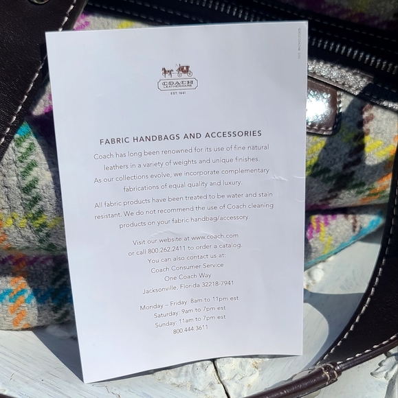 NWOT Coach plaid colorful satchel - Picture 10 of 10